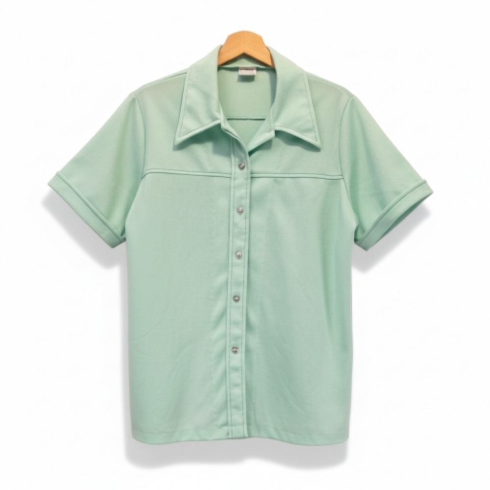 Montgomery Ward Vtg Shirt Polyester Disco Dagger Collar XL‎